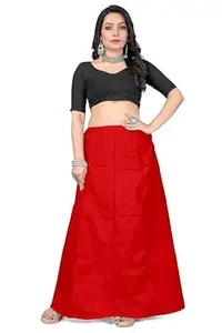 NFDs Women's Cotton Inskirt Saree Petticoats Combo of 2, Solid Plain Saya 7Parts - XL Black/Red