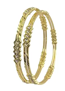 AARTISAI BANGLES - Fashionable Stylish Designer Traditional Gold Plated Pair of Bangles Stylish Daily Use and Fancy Bangles for Women Girls and Ladies B (2.6)