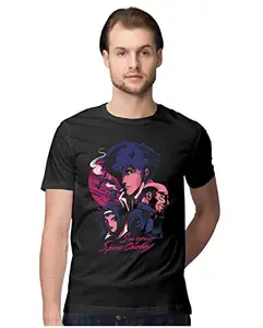 ALLEN BLACK Men's Regular Fit T-Shirt See You Later Space Cowboy - Cowboy Bebop 100% Cotton T-Shirt Black_SLSCB-Black-S-MENR_
