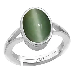 CLARA Cat's Eye Lehsunia 4.8cts or 5.25ratti Stone 92.5 Sterling Silver Adjustable Ring for Men