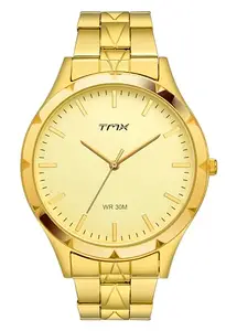 TMX Men Beige Analog Round Brass Dial Watch- TM0TG7809T