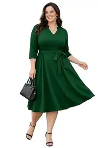 AMEEZA Women's Plus Size Summer Wear Midi Dresses