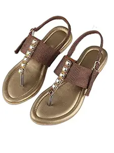 WalkTrendy Womens Synthetic Brown Sandals - 6 UK (Wtwf340_Brown_39)