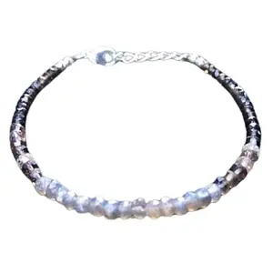 RRJEWELZ Labradorite, Garnet & Smoky Quartz bracelet for men & women - 3-3.5mm Rondelle Faceted beads - 7 Inch Adjustable with Silver plated clasp – Healing, Fashion, Gift, Spiritual, Yoga|LCBR_RR_08041