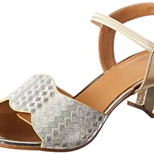 Carlton London Women's Gold Heel Sandal-3 Kids UK (CLL-7217-A)