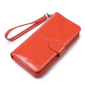 SYGA PU Leather Hand Grip Wallet for Women, Bridge Red