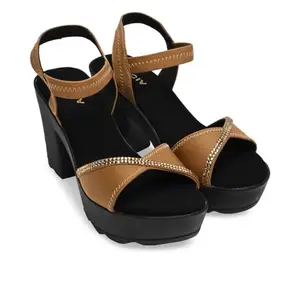 ROCIA By Regal Antique Gold Women Diamond Studded High Heel Platforms