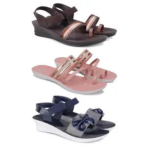 Women's Comfortable Sandal,Casual Lightweight Sandal for Everyday Wear | (COMBO-3)-1961-1944-1972-7
