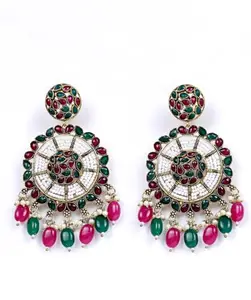 Enamel Kundan Pearl Traditinal Earring Ethnic Fashion Jewelry Sterling SEarring Set RS_0_VagerngA-26