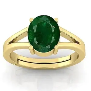 SIDHARTH GEMS 7.25 Ratti Adjustable Natural Emerald Panna Gemstone Birthstone Panchdhatu Astrology Gold Ring For Men