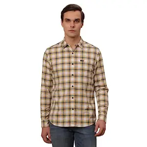 Wrangler Men's Regular Fit Shirt (WMSH006088_Yellow and Blue