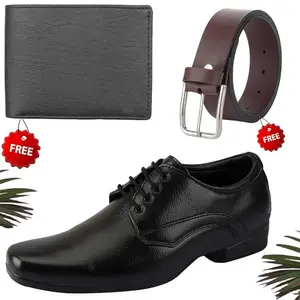 Aadab Trendy Formal Shoes/Party Shoes/Shoes Combo with Free Wallet & Belt for Men and Boys (BAZAAR4597_VTOR-BLK-1001) Multicolor