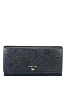 Da Milano Genuine Leather Black Flap Over Womens Wallet (0988A-OL)