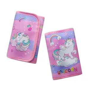PARTEET Unicorn Trifold Silicon Cartoon Wallet for Kids/Slim Front Pocket Wallet Velcro Closer I Birthday Party Return Gifts for Kids (Pack of 2)