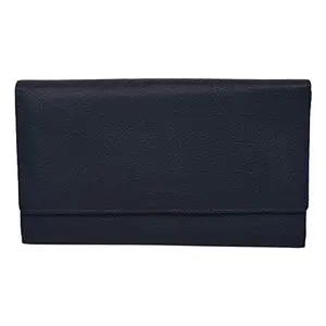 Leatherman Fashion LMN Girls Blue Genuine Leather Wallet (9 Card Slots)