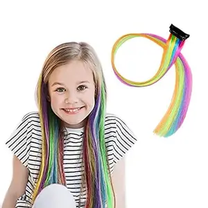 KAVIN Colourful Braid Style Hair Extension Streaks With Attached Pins Hair Styling Accessories For Girls And Women Random Colours (M1)