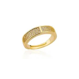 Jewels Galaxy Gold Plated Anti Tarnish Stainless Steel AD studded Adjustable Finger Ring (MYN-RNG-72153)