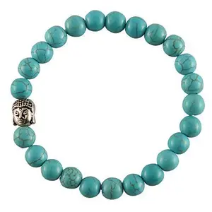 Firoza/Turquoise Stones with Buddha Head Crystal Healing Stone Bracelets 8 MM Beads Charm Bracelet for Men & Women by REBUY