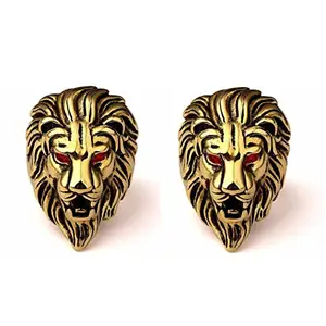 Lion Head Unique Design Ring for Men and Boys Set Of 2Pc (Goldan)