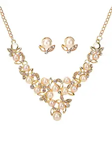 Yellow Chimes Jewellery Set for Women and Girls Pearl Necklace Set for Women | Gold Plated Pearl Choker Necklace Set | Birthday Gift for girls and women Anniversary Gift for Wife