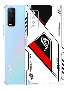 AtOdds - Vivo Y12G Mobile Back Skin Rear Screen Guard Protector Film Wrap (Coverage - Back+Camera+Sides) (Rog Red)