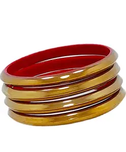 Madhav Enterprises glossy finish golden polish work glass Kda set(Pack of 4) (2.6)