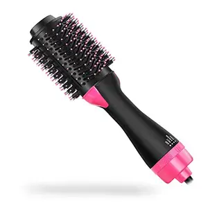 DEBIRE 3 in 1 Styling Oval Comb Hair Dryer and Hot Air and Hair Straightener Brush (Black)
