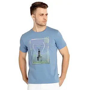 Status Quo Men's Regular Fit T-Shirt (SQ-RN-23093-M.Blue_M.Blue