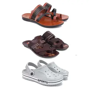 DRACKFOOT Men's Sandals | Lightweight Wear| Stylish & Easy to Wear For Men's GRT-SAN-(3-COMBO)-3151-3127-3067-6