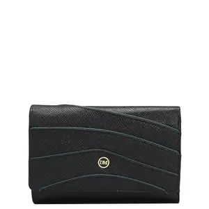 Da Milano Genuine Leather Black Trifold Womens Wallet (10213)