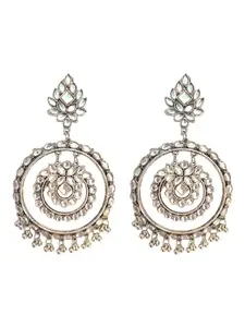 Just In Jewellery Oxidized Silver Kundan floral Ghunghroo Dangler Earrings for Girls and Women (1)