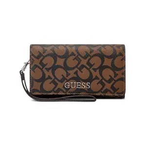 GUESS Dark Brown Printed Abbas Phone Organizer Wallet