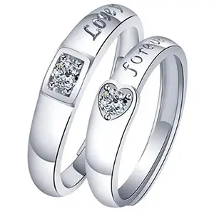 Peora Stainless Steel Love Forever Promise Couple Rings Sets for Men and Women
