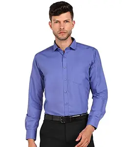 PURPLE PRO Men Regular Fit Solid Formal Shirt |Men Regular Fit Solid Spread Collar Formal Shirt (XX-Large, Navy Blue)