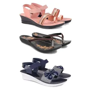 Trendy Open-Toe Sandals for Women – Soft Padded Footbed, Summer Wear | (COMBO-3)-1959-O19-1972-7
