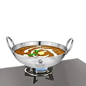 Shri & Sam Stainless Steel Heavy Weight Hammered Kadhai, 2.5 mm,30 cm, 2.1 Kg, 4 Litre price in India.