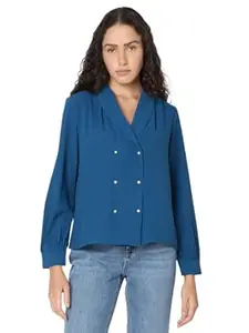 VERO Moda Women's Shawl Collar Full Sleeves Cuff Detailed Top | Day to Evening Tops for Women