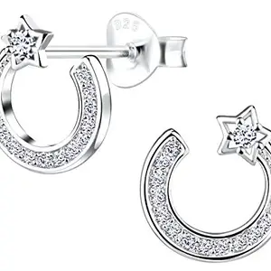 Via Mazzini 92.5-925 Sterling Silver Shooting Star Stud Earrings for Women And Girls Pure Silver (ER1896)