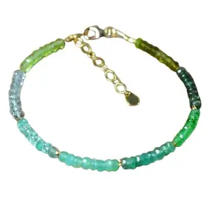 RRJEWELZ Peridot, Emerald, Chrysoprase & Garnet bracelet for men & women - 3mm Rondelle Faceted beads - 7 Inch Adjustable with Silver plated clasp – Healing, Fashion, Gift, Spiritual, Yoga|LCBR_RR_08347