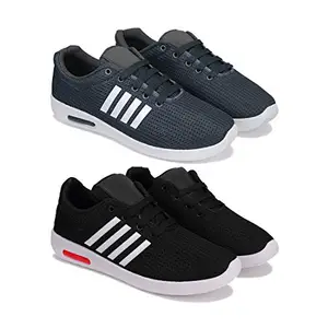 Bersache Combo Pack of 2 Men Sports & Running Sports Shoes (Grey-Black, Numeric_10)