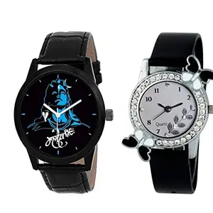 RPS FASHION WITH DEVICE OF R Analogue Black Dial Women's & Men's Couple Watch