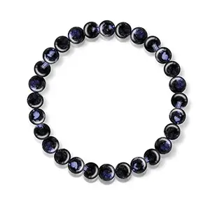 (Stretchable) Black Color 8mm Moti Pearl Bead Natural Feng-Shui Healing Howlite Crystal Gem Marble Stone Wrist Band Elastic Bracelet For Men's & Women's