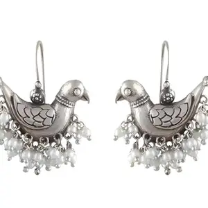 Replica Oxidized Parrot Shaped Engraved Traditional Stud Earrings For Women and Girls