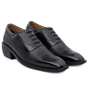 Global Rich 3 Inch (7.6 cm) Men's Single Strap Monk Genuine Leather Formal Shoes (Instant 3 Inches Hidden Height Gainer) (Black, Numeric_8)