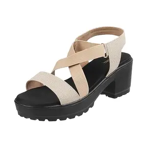 Walkway Women Beige Synthetic Block Heel Sandal UK/3 EU/36 (33-317)