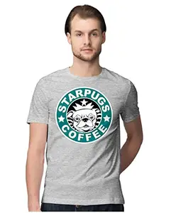 ALLEN BLACK Men's Regular Fit T-Shirt Starpugs Coffee 100% Cotton T-Shirt Melange Grey_STARPUGSCMEN-Melange Grey XL Men Round_