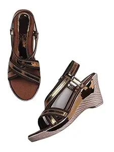 WalkTrendy Womens Synthetic Copper Open Toe Heels - 3 UK (Wtwhs147_Copper_36)