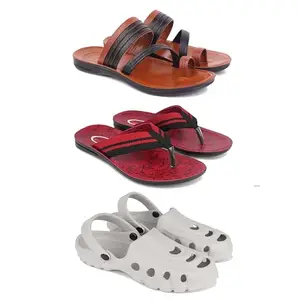 DRACKFOOT Men's Sandals | Lightweight Wear| Stylish & Easy to Wear For Men's GRT-SAN-(3-COMBO)-3151-3129-3135-6