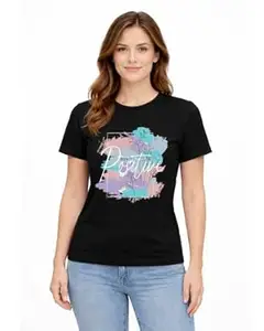 Accmetees Mind Positive Printed T Shirt for Women | Cotton Round Neck Graphic Tee | Aesthetic Motivational Quote Tshirt Women | Casual Stylish Womens T Shirt