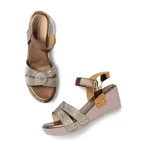 Marc Loire Women's Open Toe Double Straps Platform Heels (Copper, Numeric_7)